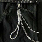 Double-strand pearl belt chain pants