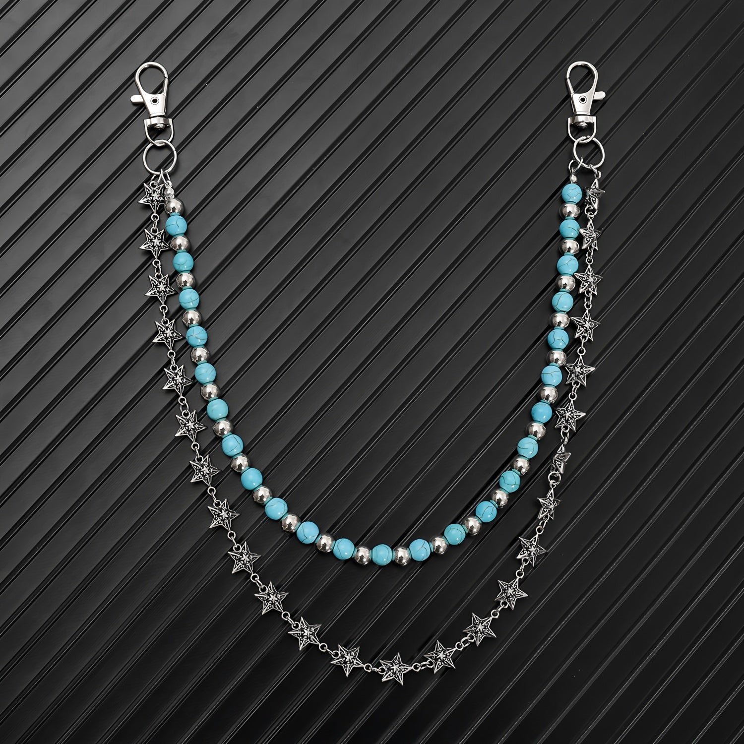 Fashionable turquoise beaded pant chain