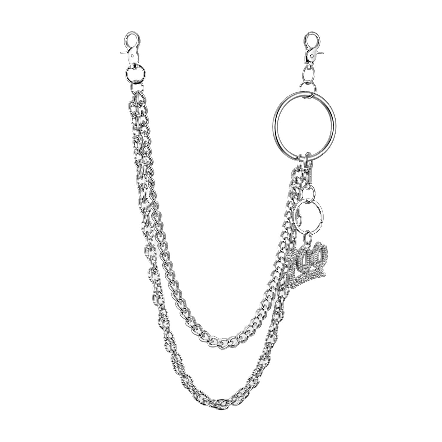 Double-layer heavy texture punk hip-hop pants chain