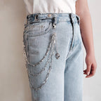 Thin three-chain bone skull pants chain