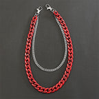 Double chain bold pearl red pants chain