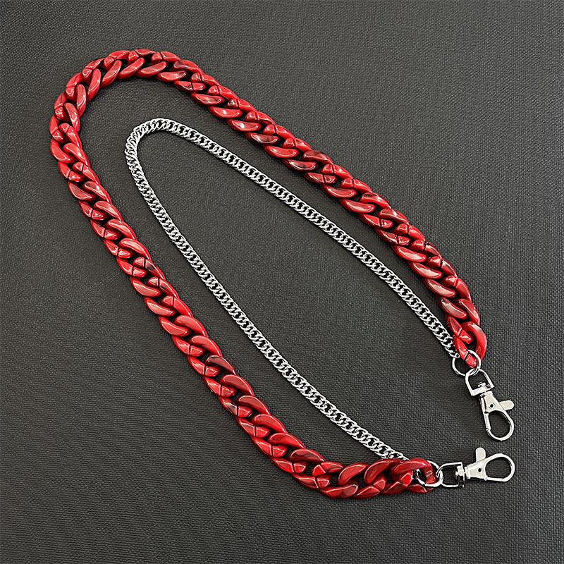 Double chain bold pearl red pants chain