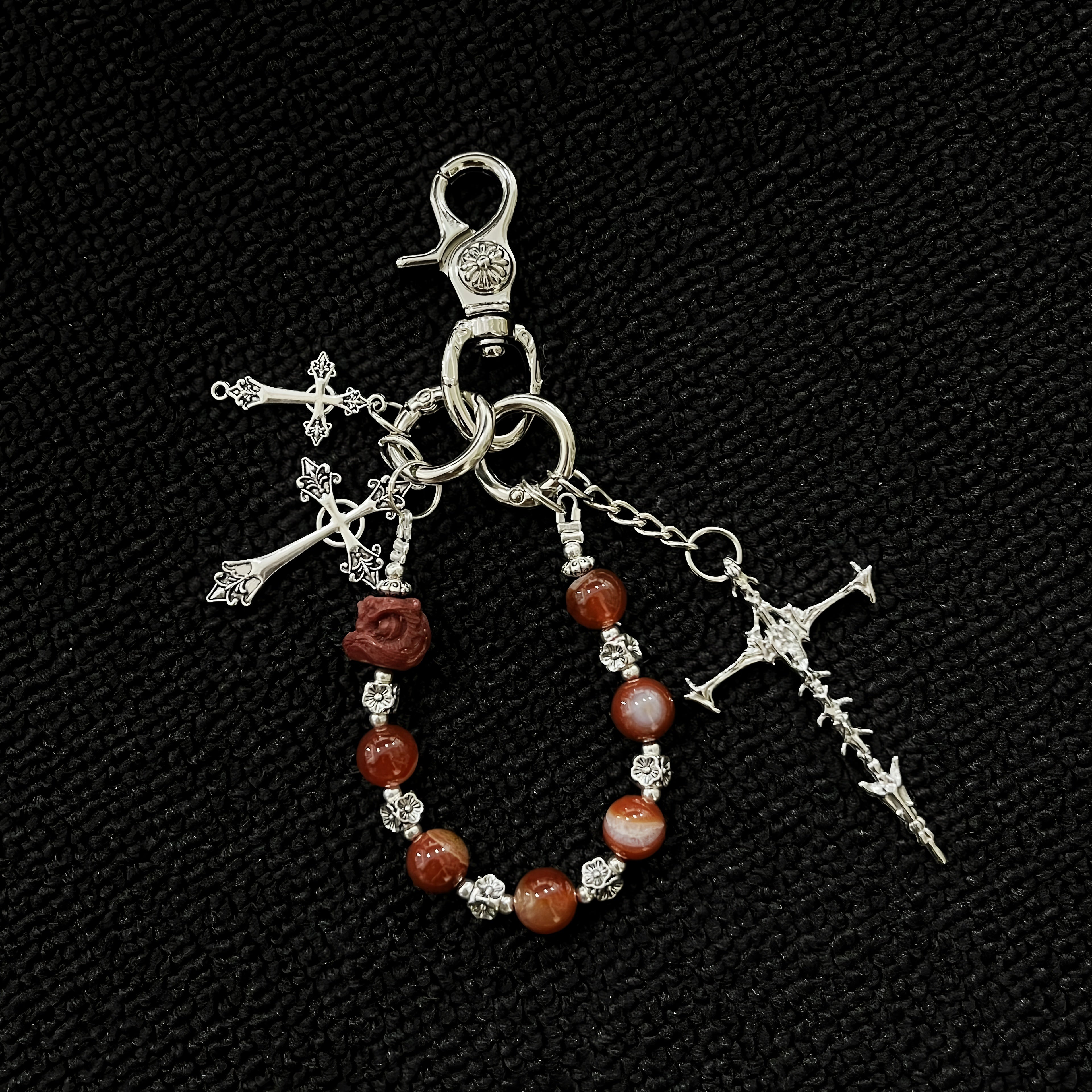 Vintage Red Rendering Stone Handmade Keychain