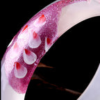 Natural Nephrite Carved Pink Jade Bracelet
