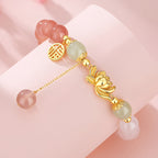 S925 Silver Gradient Pink Lotus Jade Bracelet£¨Bead width 8mm£©
