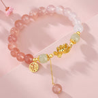 S925 Silver Gradient Pink Lotus Jade Bracelet£¨Bead width 8mm£©