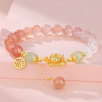 S925 Silver Gradient Pink Lotus Jade Bracelet£¨Bead width 8mm£©