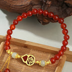 S925 Silver Red Agate Gourd Red Jade Beaded Bracelet£¨elastic cord£©