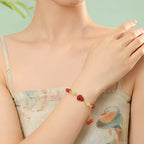 S925 Silver Red Agate Gourd Red Jade Beaded Bracelet£¨elastic cord£©