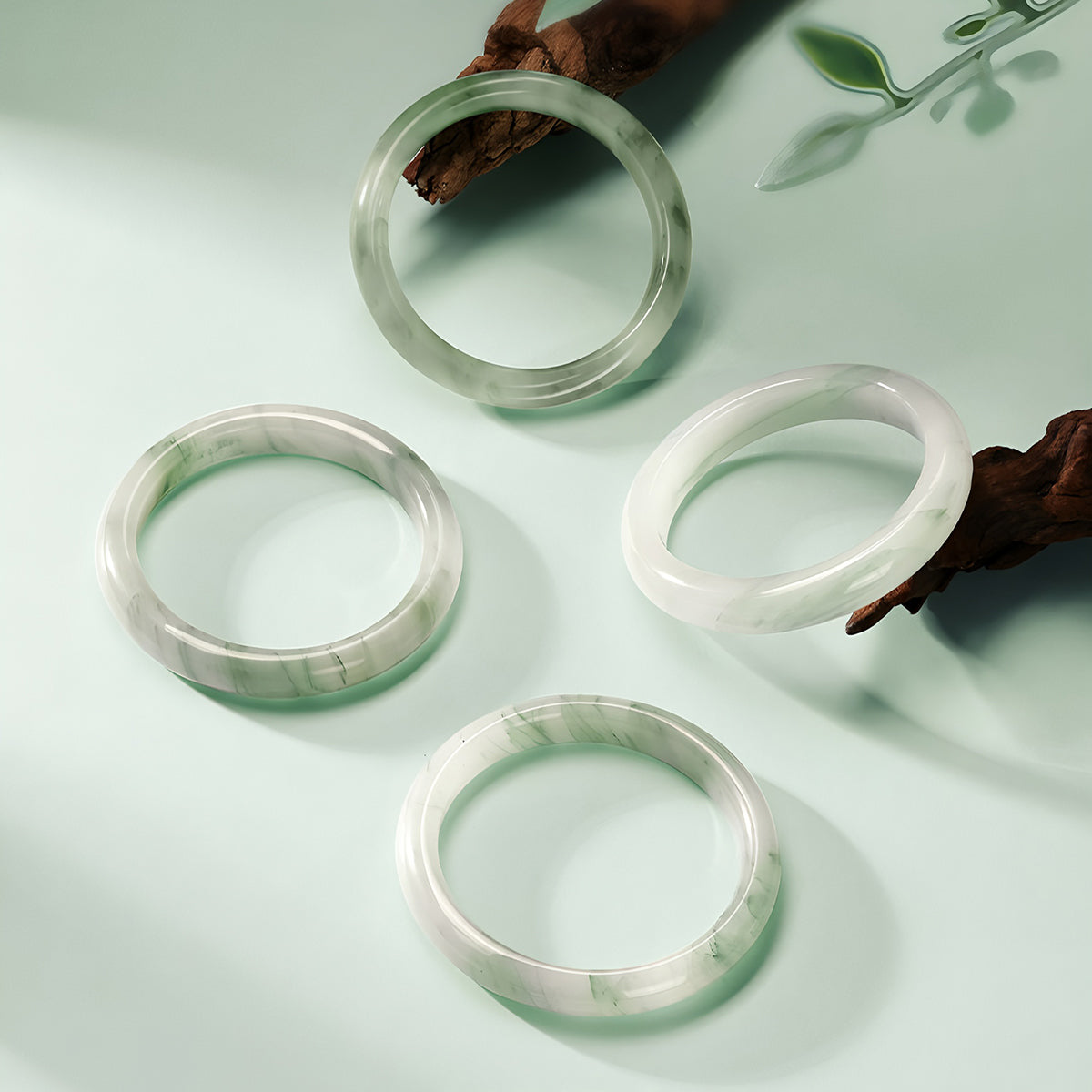 Natural Jade Bracelet White Green Charm Bracelet