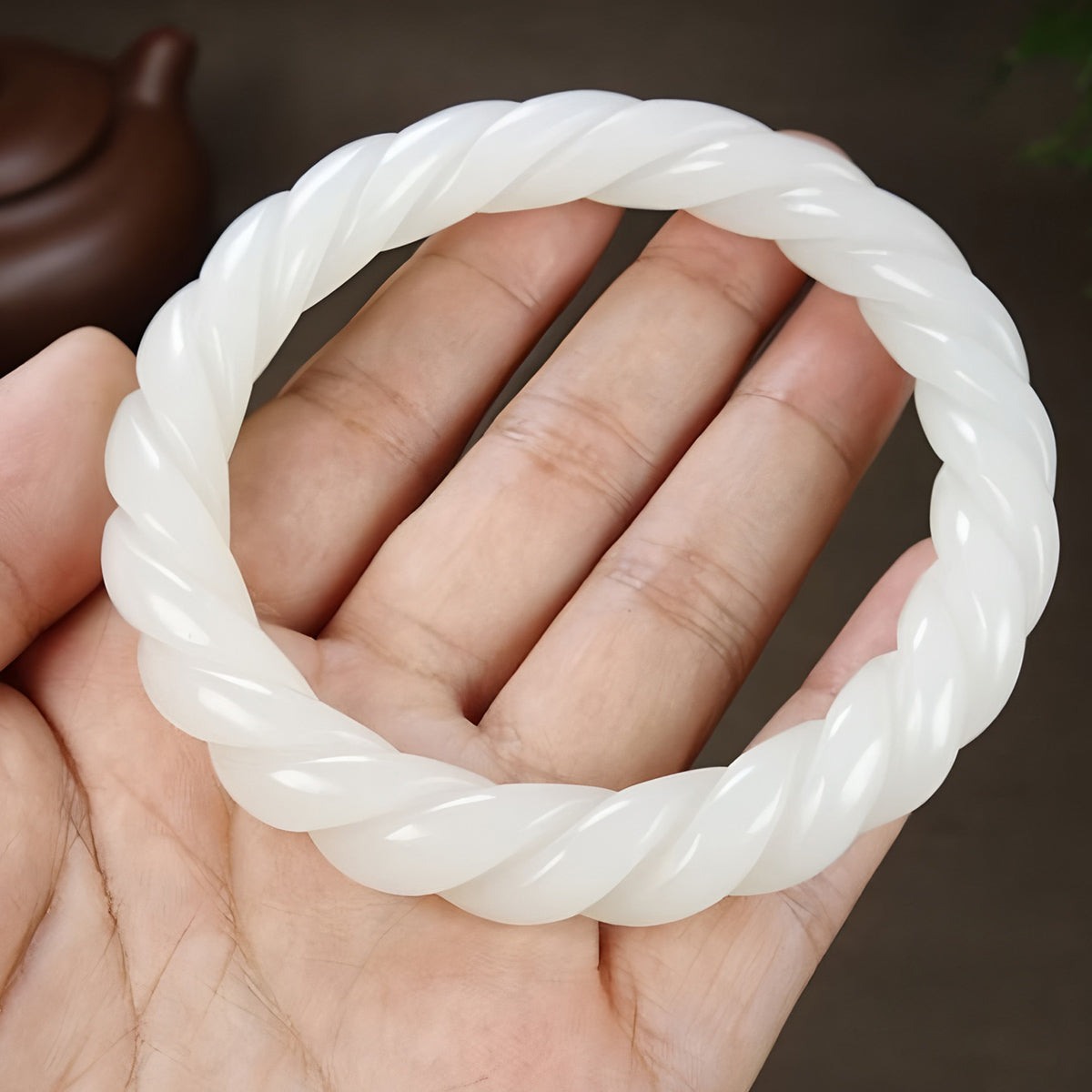 Classical Wrap Design White Jade Bracelet