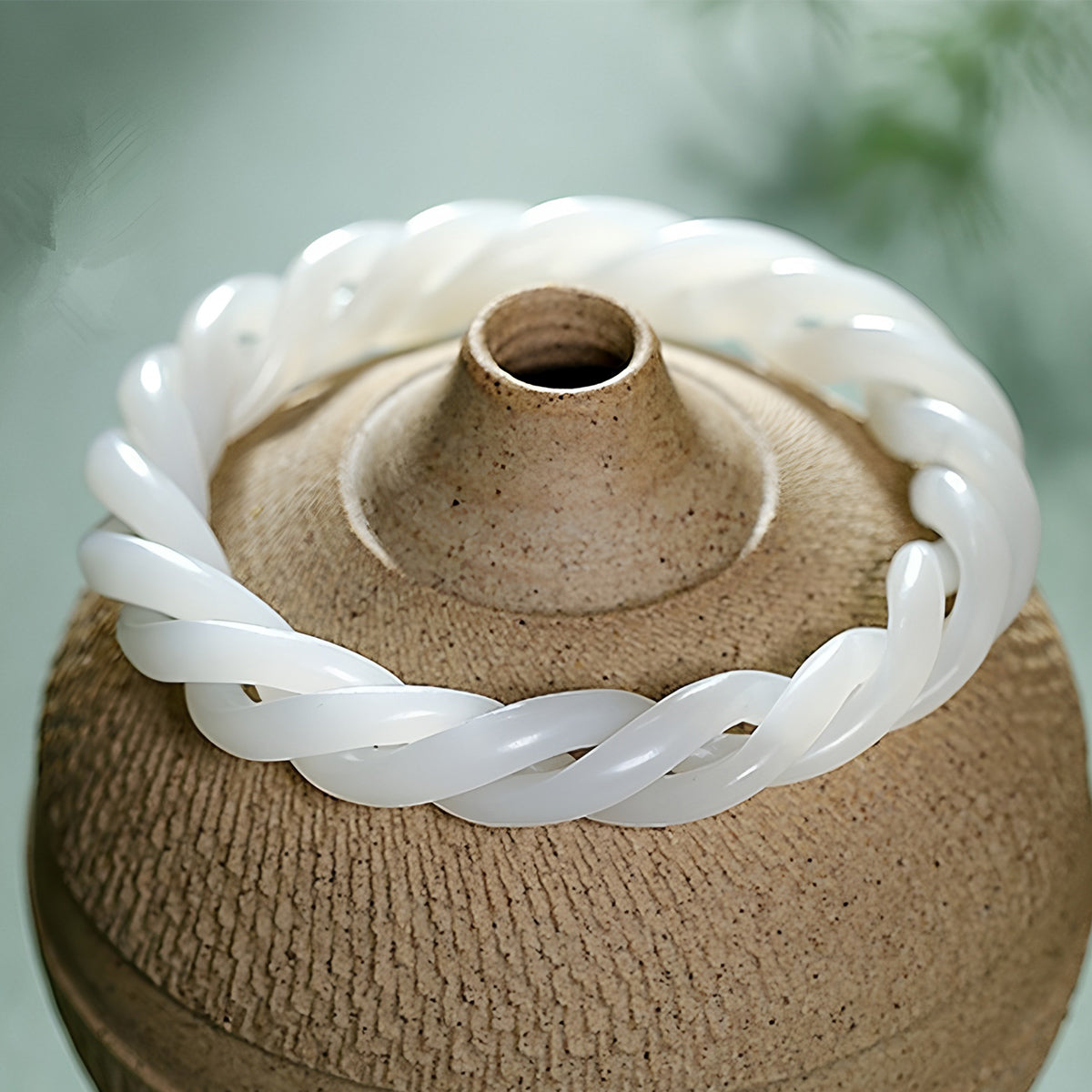 Classical Wrap Design White Jade Bracelet 02