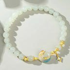 S925 silver and Hetian jade star and moon jade beaded bracelet£¨elastic cord£©