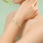 S925 silver and Hetian jade star and moon jade beaded bracelet£¨elastic cord£©