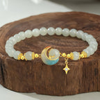 S925 silver and Hetian jade star and moon jade beaded bracelet£¨elastic cord£©