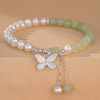 New Chinese style Hetian jade pearl butterfly jade bracelet£¨Bead width 6mm£©