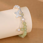 New Chinese style Hetian jade pearl butterfly jade bracelet£¨Bead width 6mm£©