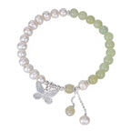 New Chinese style Hetian jade pearl butterfly jade bracelet£¨Bead width 6mm£©