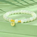 Natural Hetian jade blessing brand green jade bead bracelet£¨ Bead Width 8mm £©