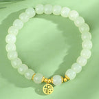 Natural Hetian jade blessing brand green jade bead bracelet£¨ Bead Width 8mm £©