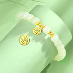 Natural Hetian jade blessing brand green jade bead bracelet£¨ Bead Width 8mm £©