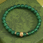 Retro simple dark green jade beaded bracelet£¨Bead width 6mm£©