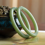 Natural Jade Bracelet  Slender Dark Green Bracelet