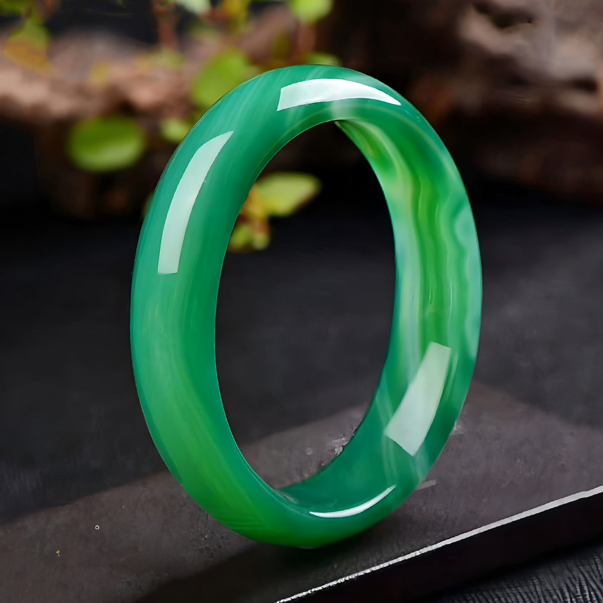 Natural Jade Bracelet Textured Green Jade Bracelet