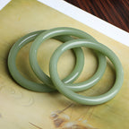 Natural Jade Bracelet  Slender Dark Green Bracelet