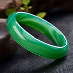 Natural Jade Bracelet Textured Green Jade Bracelet