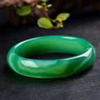 Natural Jade Bracelet Textured Green Jade Bracelet
