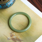Natural Jade Bracelet  Slender Dark Green Bracelet