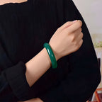 Natural Jade Bracelet Textured Green Jade Bracelet