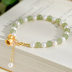 S925 silver and Hetian jade pearl lily of the valley jade bracelet£¨16cm+4cm£©