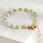 S925 silver and Hetian jade pearl lily of the valley jade bracelet£¨16cm+4cm£©