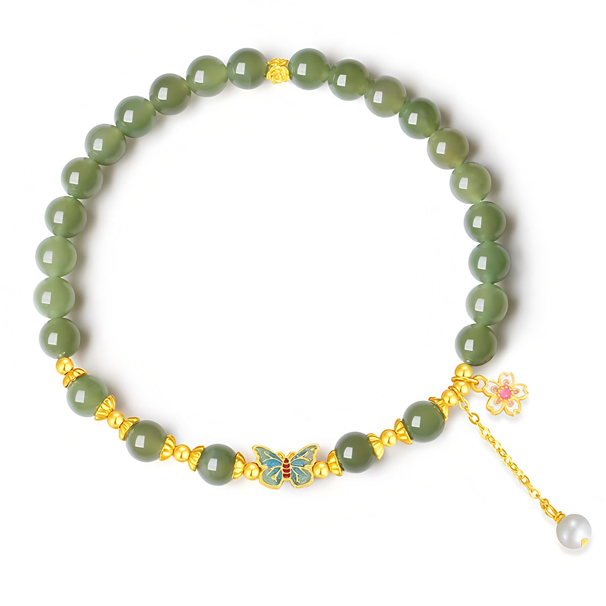 S925 silver Hetian jade butterfly jade bracelet£¨elastic cord£©