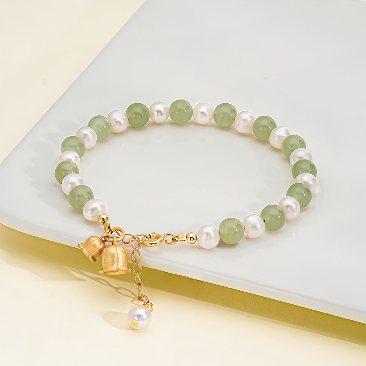 S925 silver and Hetian jade pearl lily of the valley jade bracelet£¨16cm+4cm£©