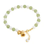 S925 silver and Hetian jade pearl lily of the valley jade bracelet£¨16cm+4cm£©
