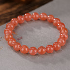 Natural pink jade beaded bracelet