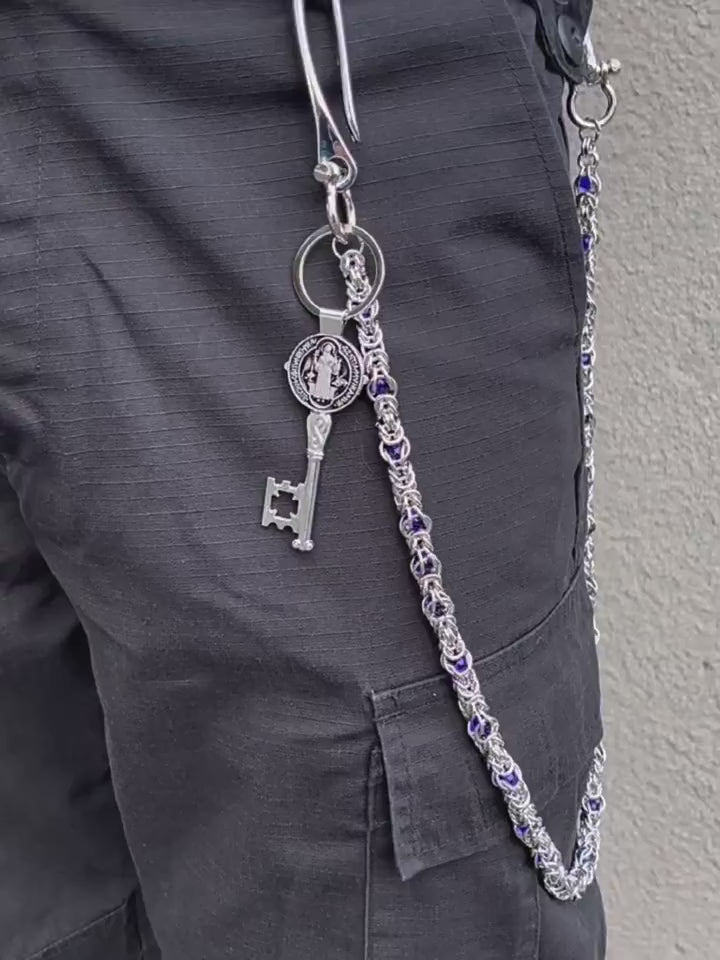 Purple-Dragon Bone Bead Pants Chain
