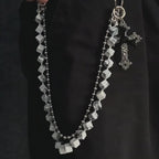 Double chain square stone personalized pants chain