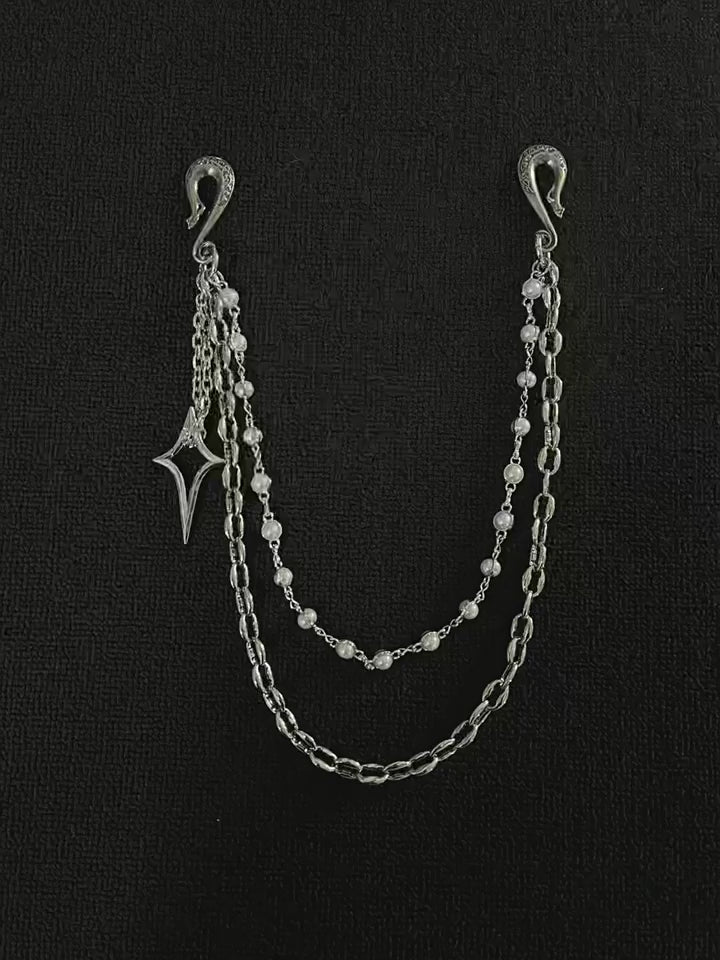 Simple Hip-Hop Double Pearl Shell Jeans Chain