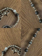 Black Flash Stone Alloy Bead Pants Chain