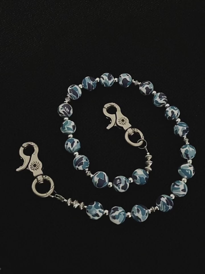 New blue camouflage silicone pants chain