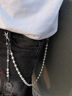 Cross Round White Turquoise Jeans Chain
