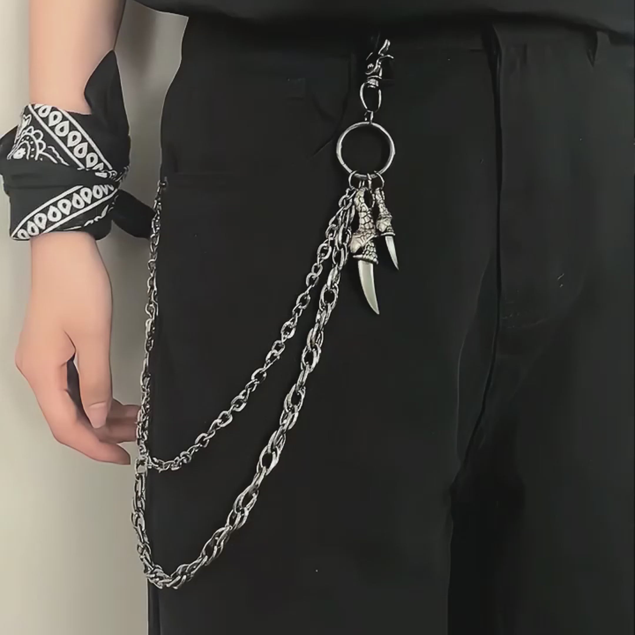 Exclusive original double chain double eagle claw pants chain