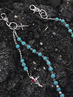 Volcanic stone waist pendant pants chain