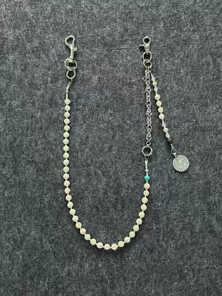 Retro street handmade design multi-element trouser chain