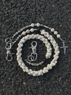 White turquoise bone cross head trouser chain