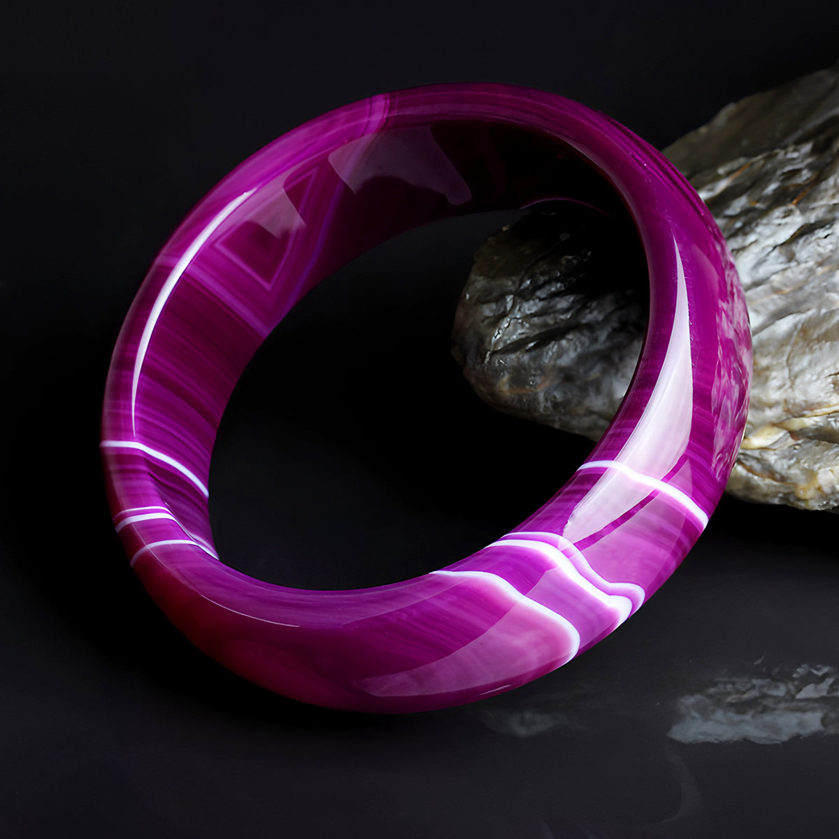 Natural Agate Stone Widened Purple Jade Bracelet